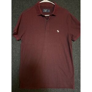 Abercrombie Fitch Mens Short Sleeve Burgundy Stretch Polo Shirt Size M